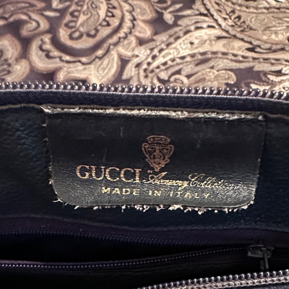 Gucci Beige Monogram Tote with Red and Navy Stripe - Picture 8 of 12